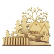 Laser cut 3D Christmas Scene on a Stand